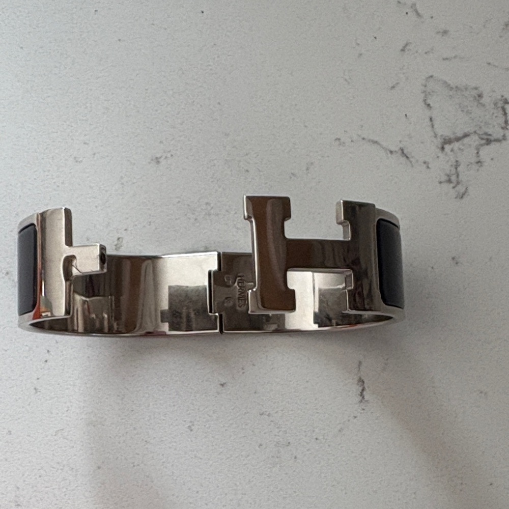 Hermes Black and Silver H Bracelet - Picture 7 of 8